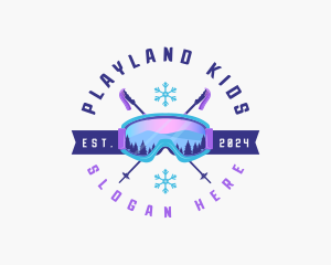 Ski Poles Goggles logo design