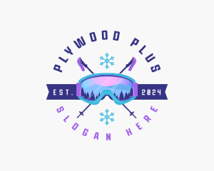 Ski Poles Goggles logo design