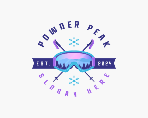 Ski - Ski Poles Goggles logo design