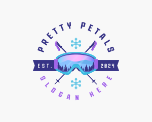 Ski Poles Goggles logo design