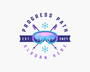 Ski Poles Goggles logo design