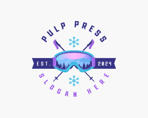 Ski Poles Goggles logo design