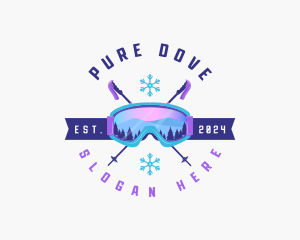 Ski Poles Goggles logo design