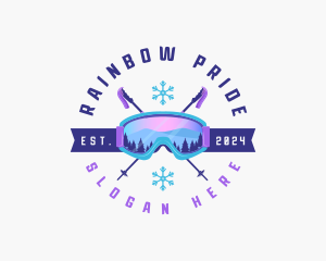 Ski Poles Goggles logo design