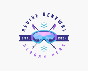 Ski Poles Goggles logo design