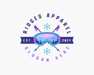 Ski Poles Goggles logo design