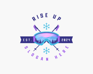 Ski Poles Goggles logo design