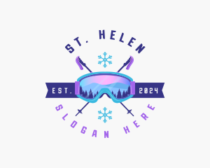 Ski Poles Goggles logo design