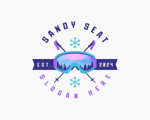 Ski Poles Goggles logo design