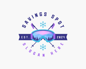 Ski Poles Goggles logo design