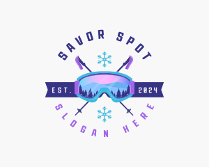 Ski Poles Goggles logo design