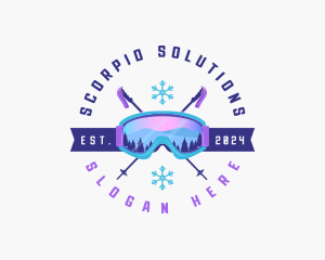 Ski Poles Goggles logo design