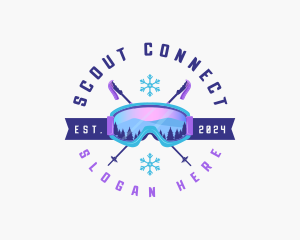 Ski Poles Goggles logo design