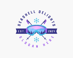 Ski Poles Goggles logo design