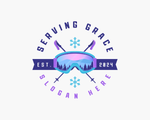 Ski Poles Goggles logo design