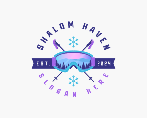 Ski Poles Goggles logo design