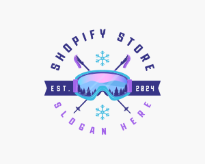 Ski Poles Goggles logo design