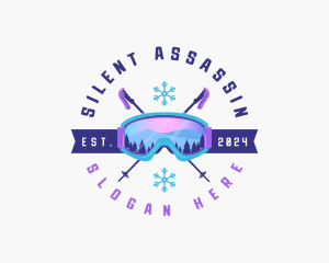 Ski Poles Goggles logo design