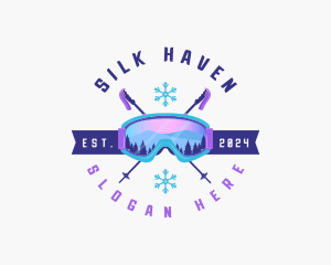 Ski Poles Goggles logo design