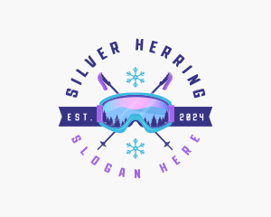 Ski Poles Goggles logo design