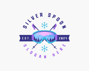 Ski Poles Goggles logo design