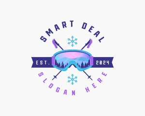 Ski Poles Goggles logo design