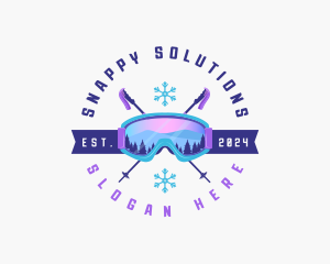 Ski Poles Goggles logo design