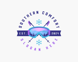 Ski Poles Goggles logo design