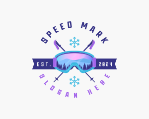 Ski Poles Goggles logo design