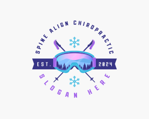 Ski Poles Goggles logo design