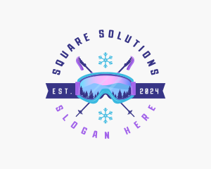 Ski Poles Goggles logo design