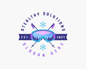 Ski Poles Goggles logo design