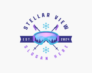 Ski Poles Goggles logo design