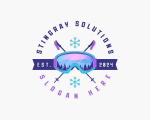 Ski Poles Goggles logo design