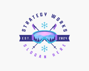 Ski Poles Goggles logo design