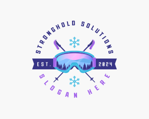 Ski Poles Goggles logo design