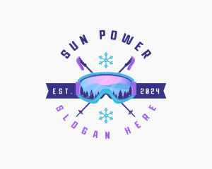 Ski Poles Goggles logo design