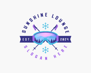 Ski Poles Goggles logo design