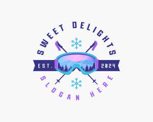 Ski Poles Goggles logo design