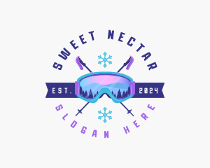 Ski Poles Goggles logo design