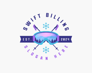 Ski Poles Goggles logo design