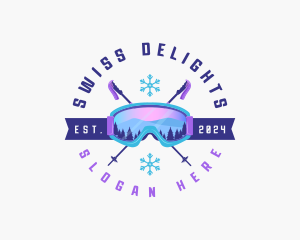 Ski Poles Goggles logo design