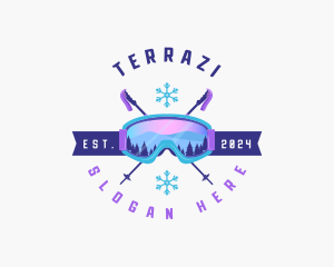 Ski Poles Goggles logo design