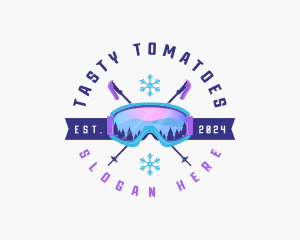 Ski Poles Goggles logo design