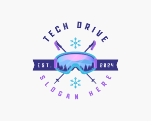 Ski Poles Goggles logo design