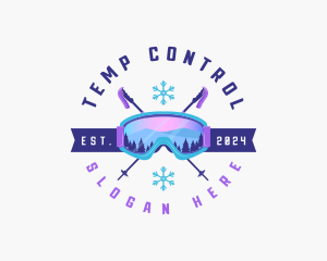 Ski Poles Goggles logo design