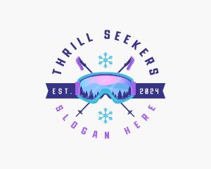 Ski Poles Goggles logo design