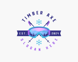 Ski Poles Goggles logo design