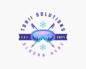 Ski Poles Goggles logo design