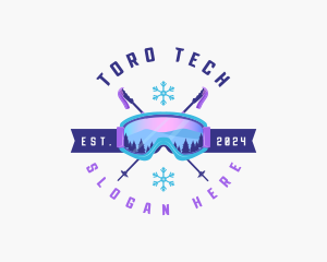 Ski Poles Goggles logo design